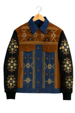 The Voice Reba McEntire Embroidered Suede Denim Jacket - Image 2